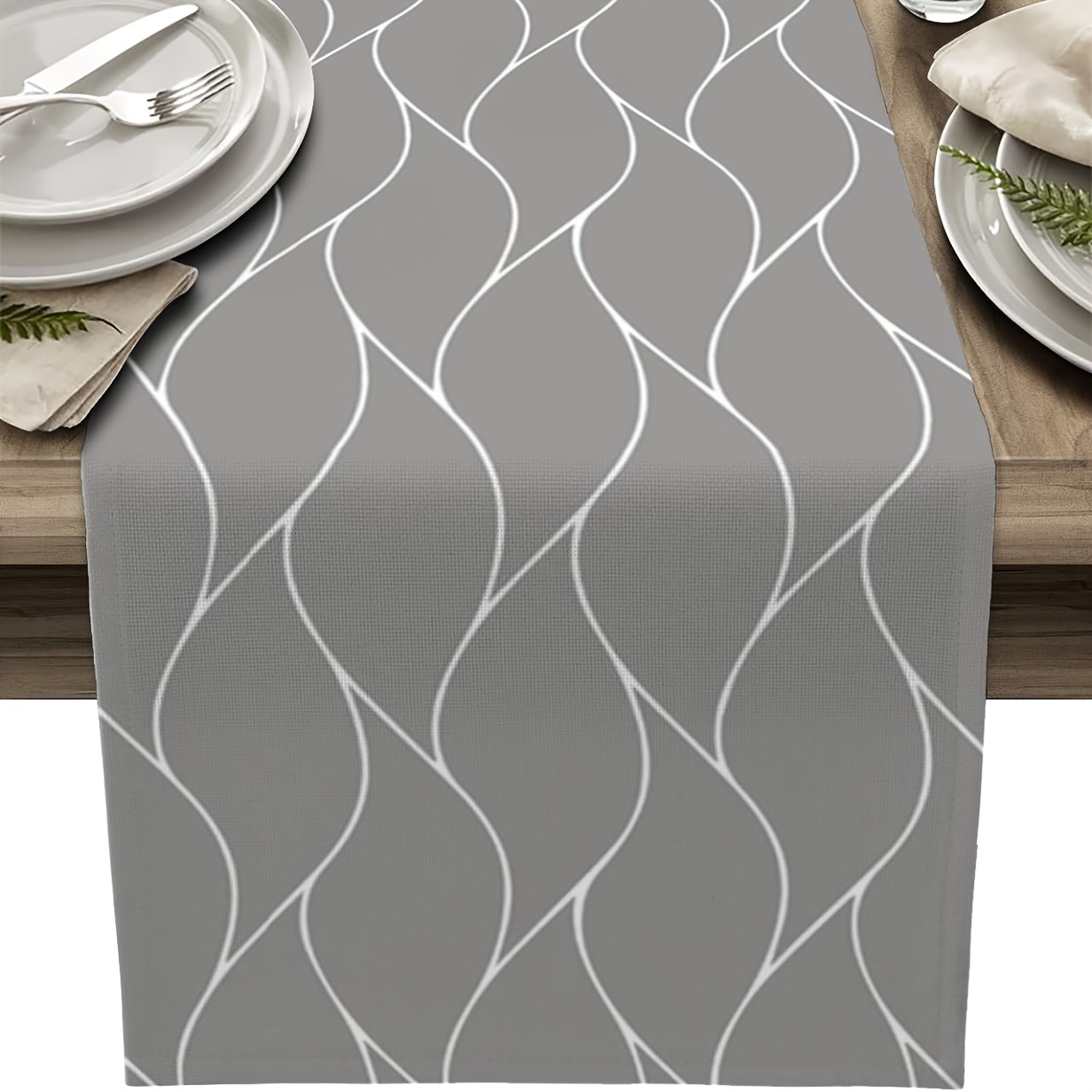 Outdoor Furniture For Cafe - 1pc Grey Table Runner Dining Table