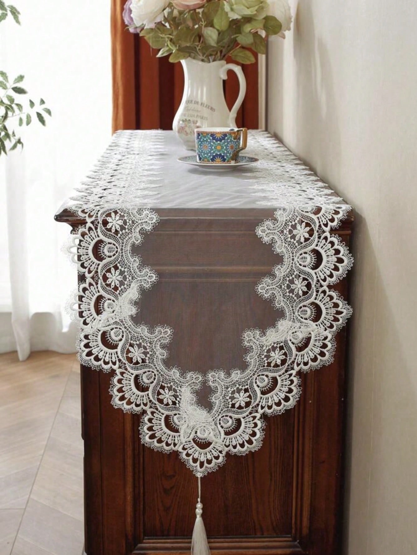 Outdoor Furniture For Cafe - 1 Piece of Embroidered Mesh Lace