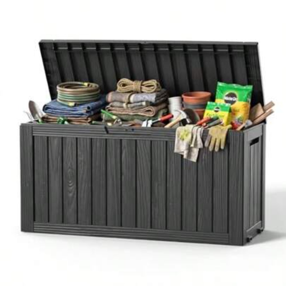 Garden Storage Box - 90 Gallon Outdoor Deck Box Waterproof