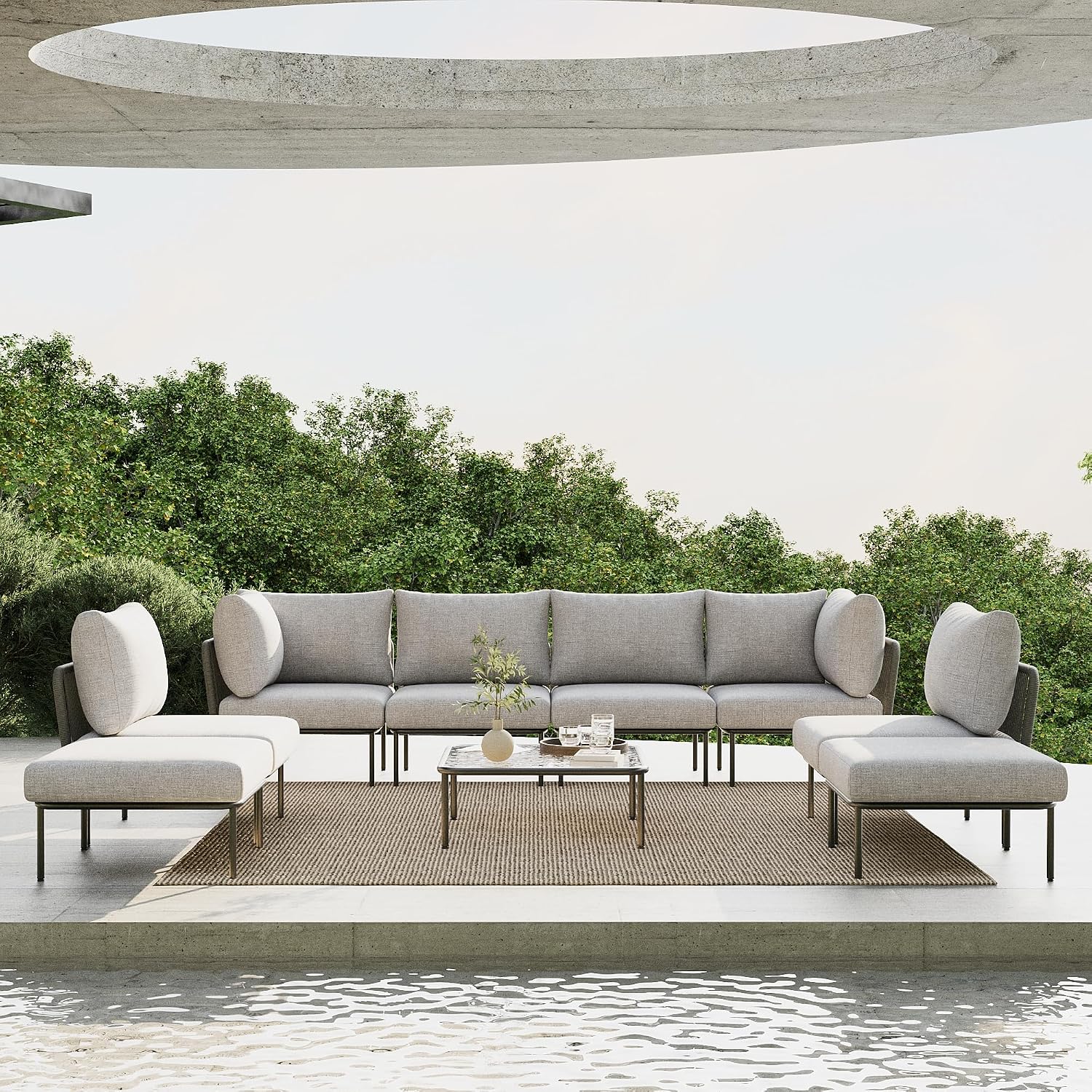 9 Piece Modern Outdoor Rope Wi - огляд і ціна Outdoor Furniture L Shape