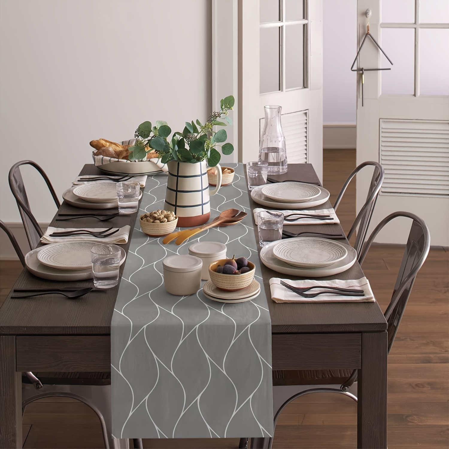 1pc Grey Table Runner Dining T - огляд і ціна Outdoor Furniture For Cafe