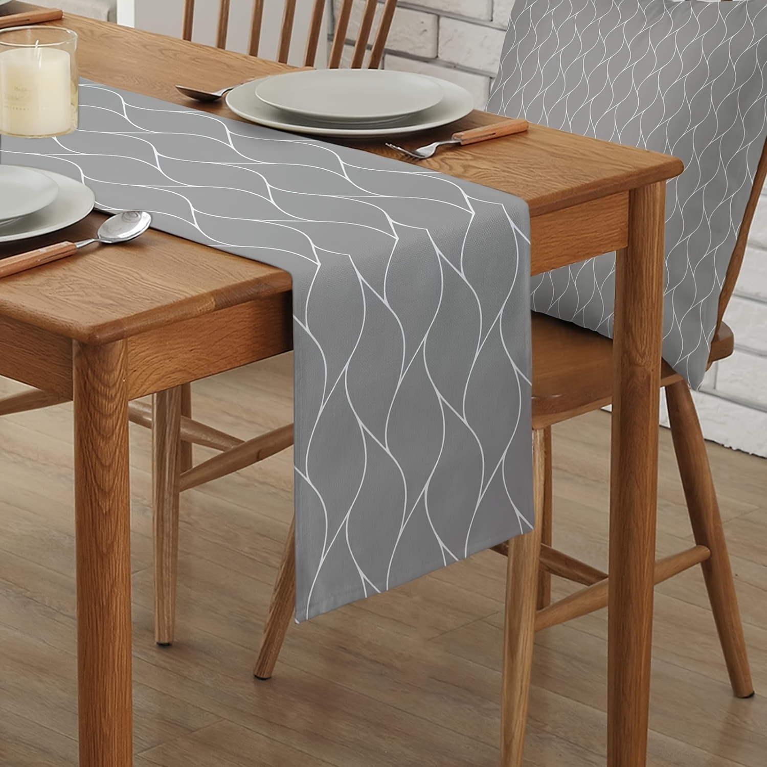 1pc Grey Table Runner Dining T - огляд і ціна Outdoor Furniture For Cafe