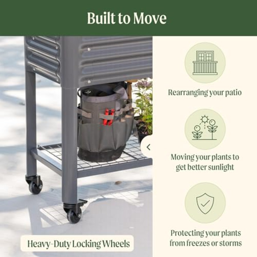 Rolling Elevated Raised Garden - огляд і ціна Garden Storage Box