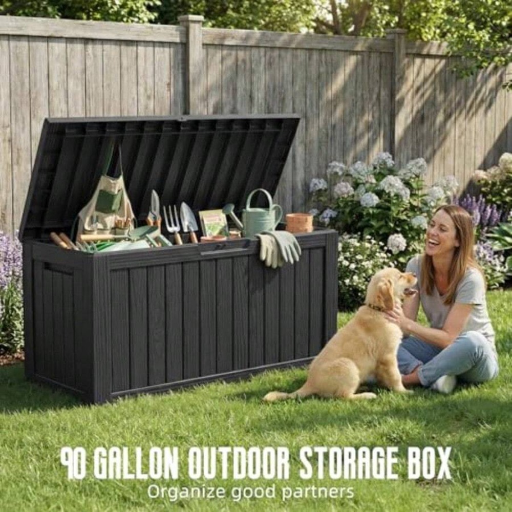 90 Gallon Outdoor Deck Box Wat - огляд і ціна Garden Storage Box