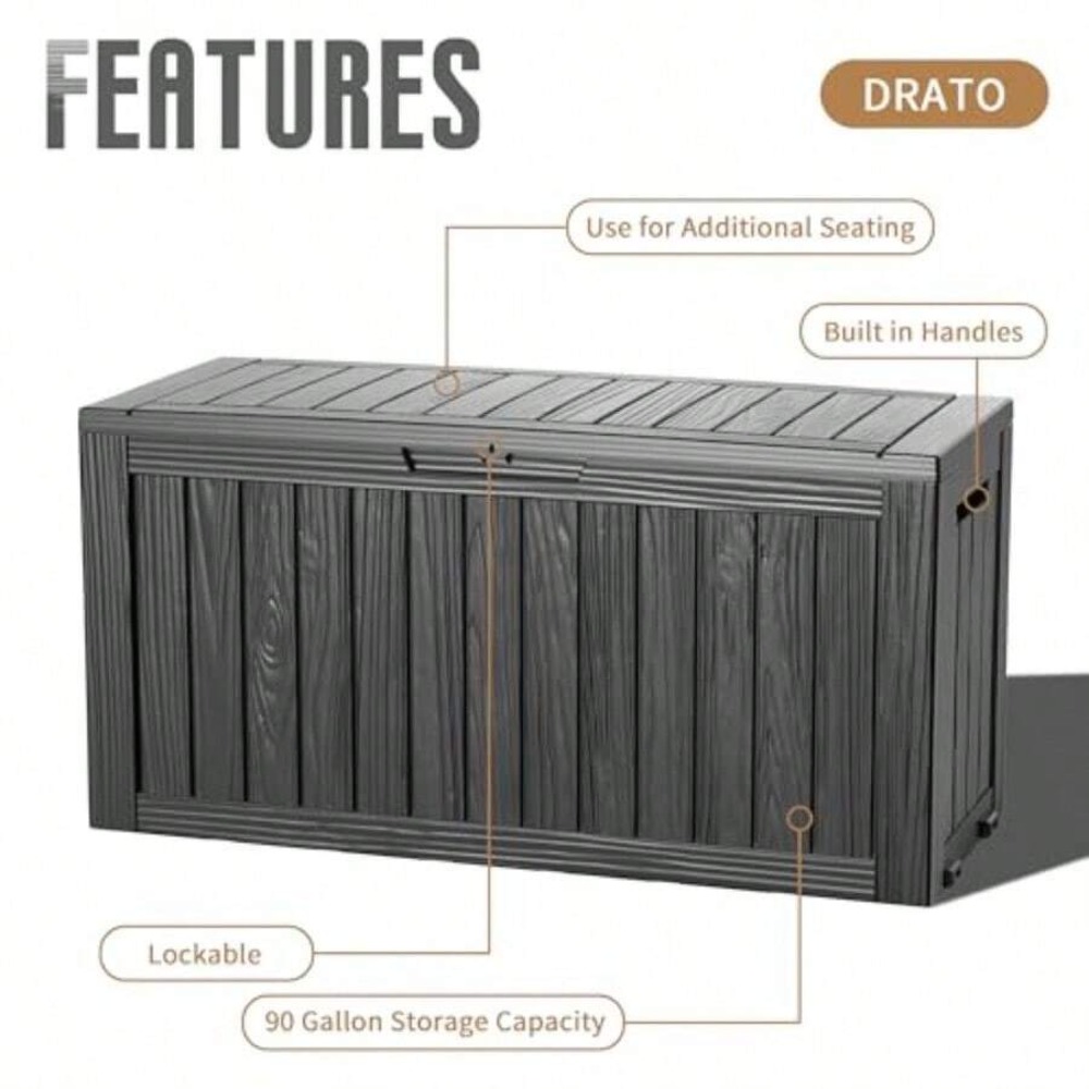 90 Gallon Outdoor Deck Box Wat - огляд і ціна Garden Storage Box